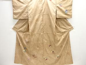 のり散らしに草花模様本場大島紬訪問着